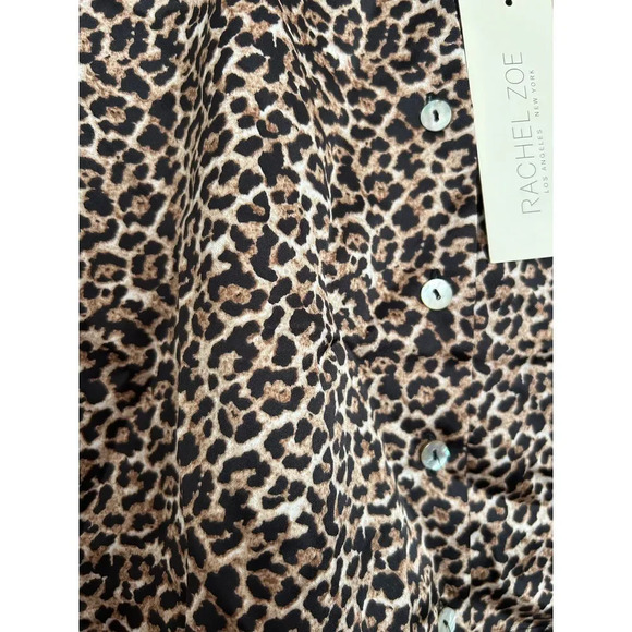 Rachel Zoe Leopard Print Button Down Blouse Long Sleeve Animal Print Top Size S - Picture 4 of 5